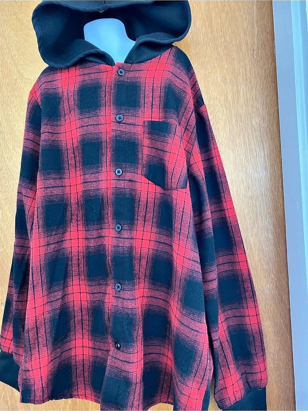 SHEIN Teens Boys Loose Casual Plaid Patchwork Hooded Shirt Girls Plaid Hooded